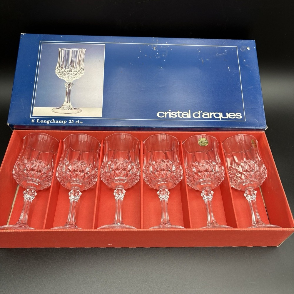 Cristal D'Arques Longchamp 25cl/8.45oz Wine Glasses Set Of 6 Lead Crystal France